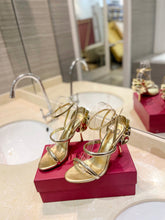 HIGH HEEL SANDAL 10 CM IN GOLD CALFSKIN